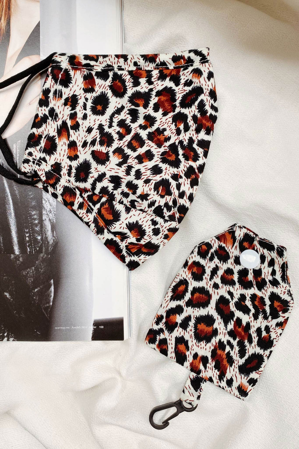 Wild Side Mask And Pouch Leopard Print by Selfie Leslie