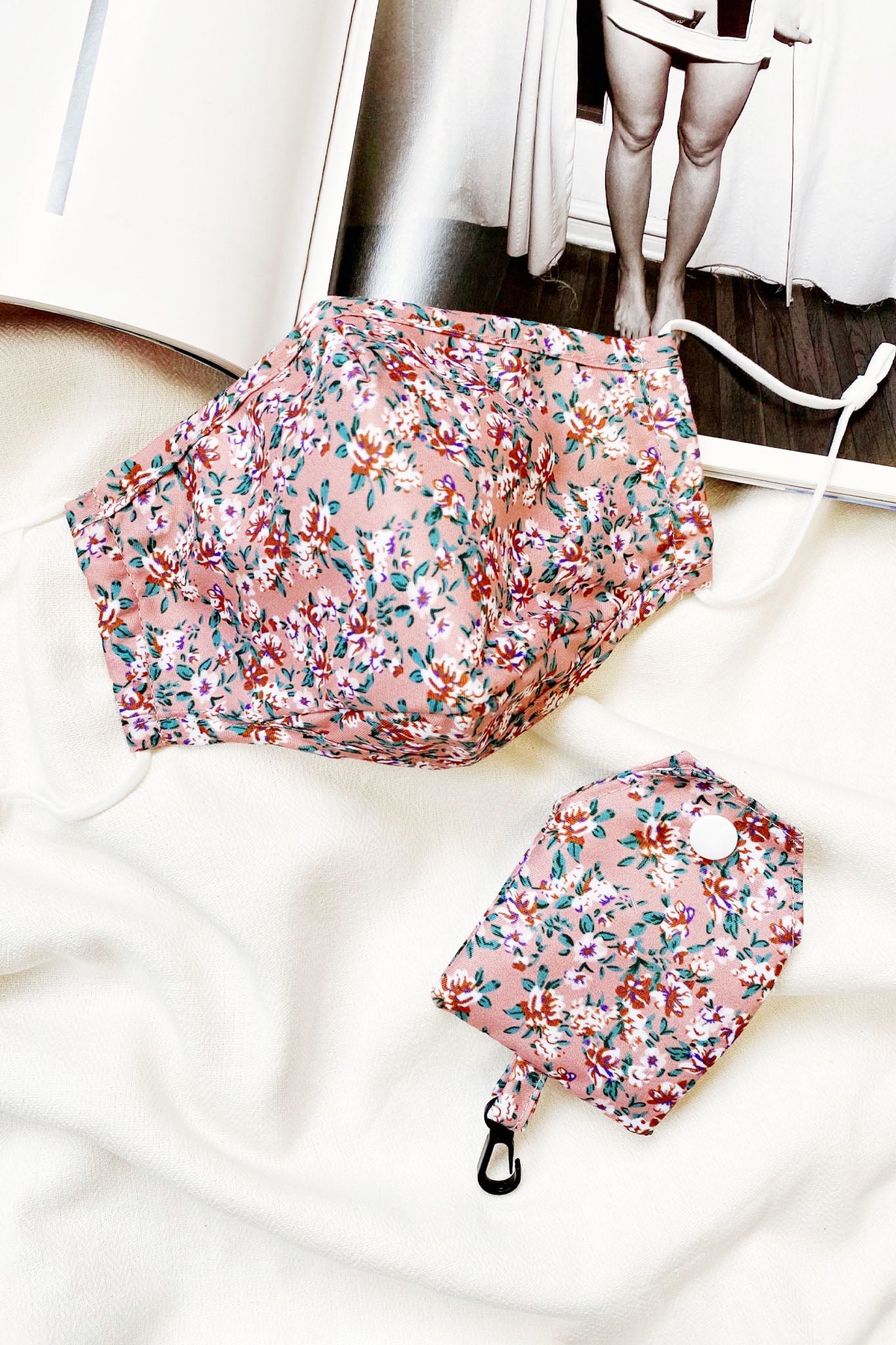Wild Side Mask And Pouch Floral Print Pink by Selfie Leslie