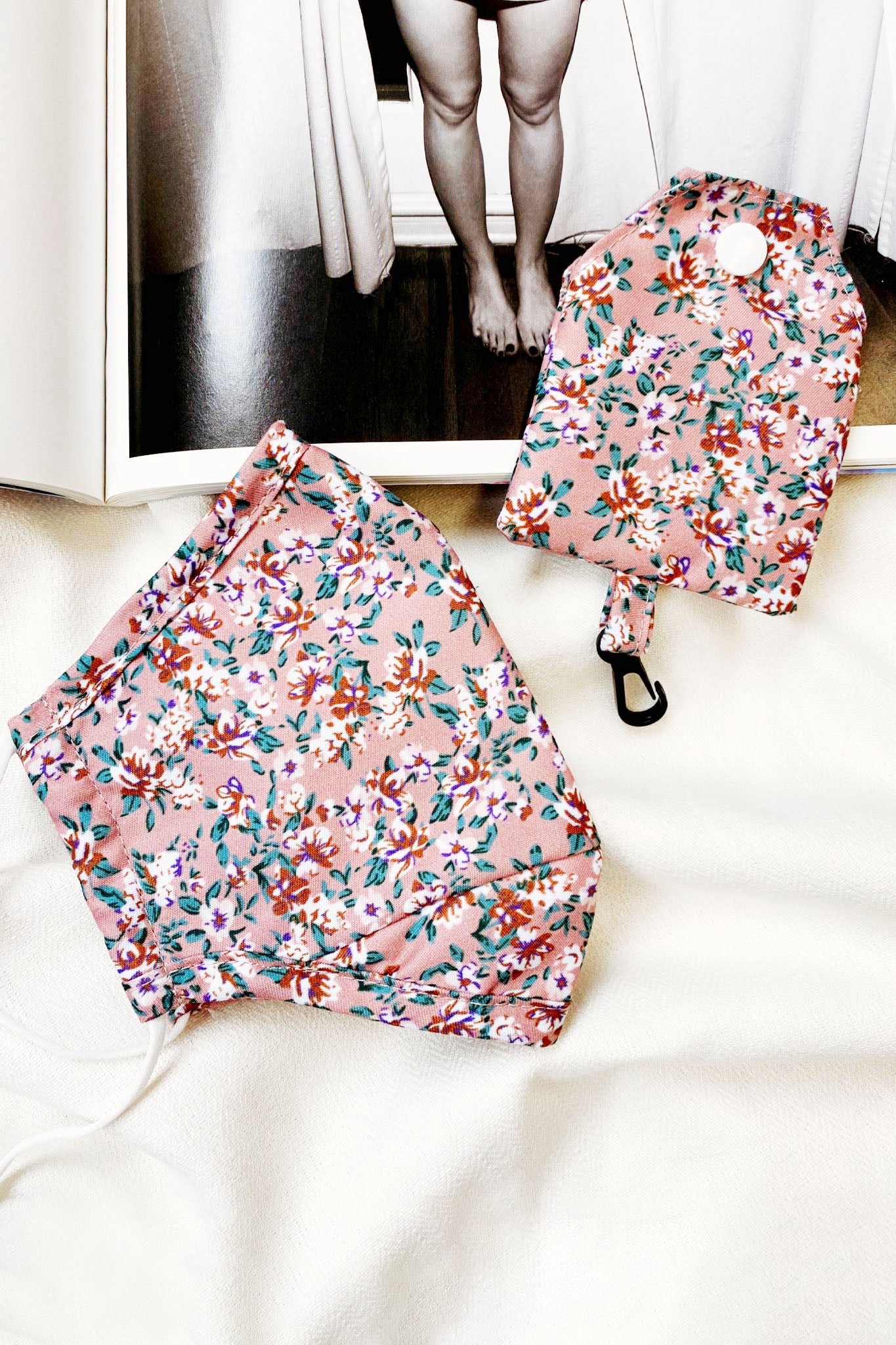 Wild Side Mask And Pouch Floral Print Pink by Selfie Leslie
