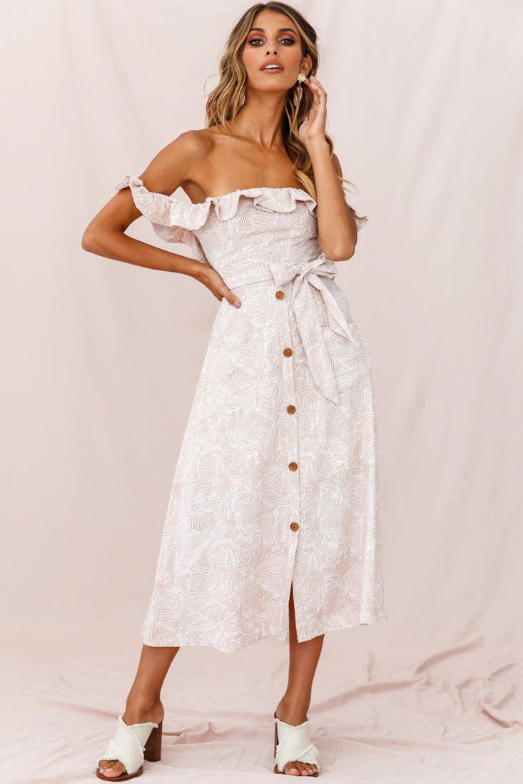 Matisse Off-Shoulder Placket Dress Blush Pattern by Selfie Leslie
