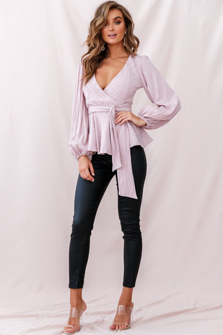 Macy Fit & Flare Wrap Top Mauve by Selfie Leslie