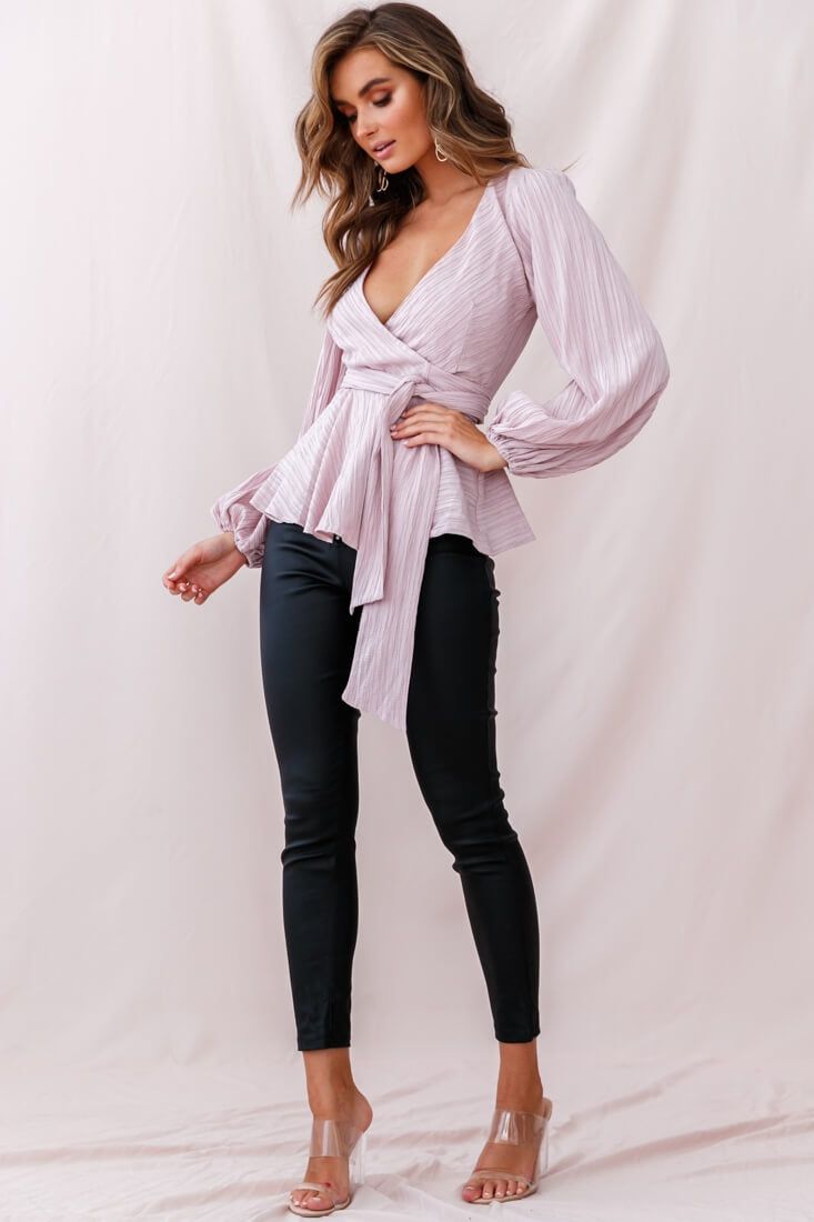 Macy Fit & Flare Wrap Top Mauve by Selfie Leslie