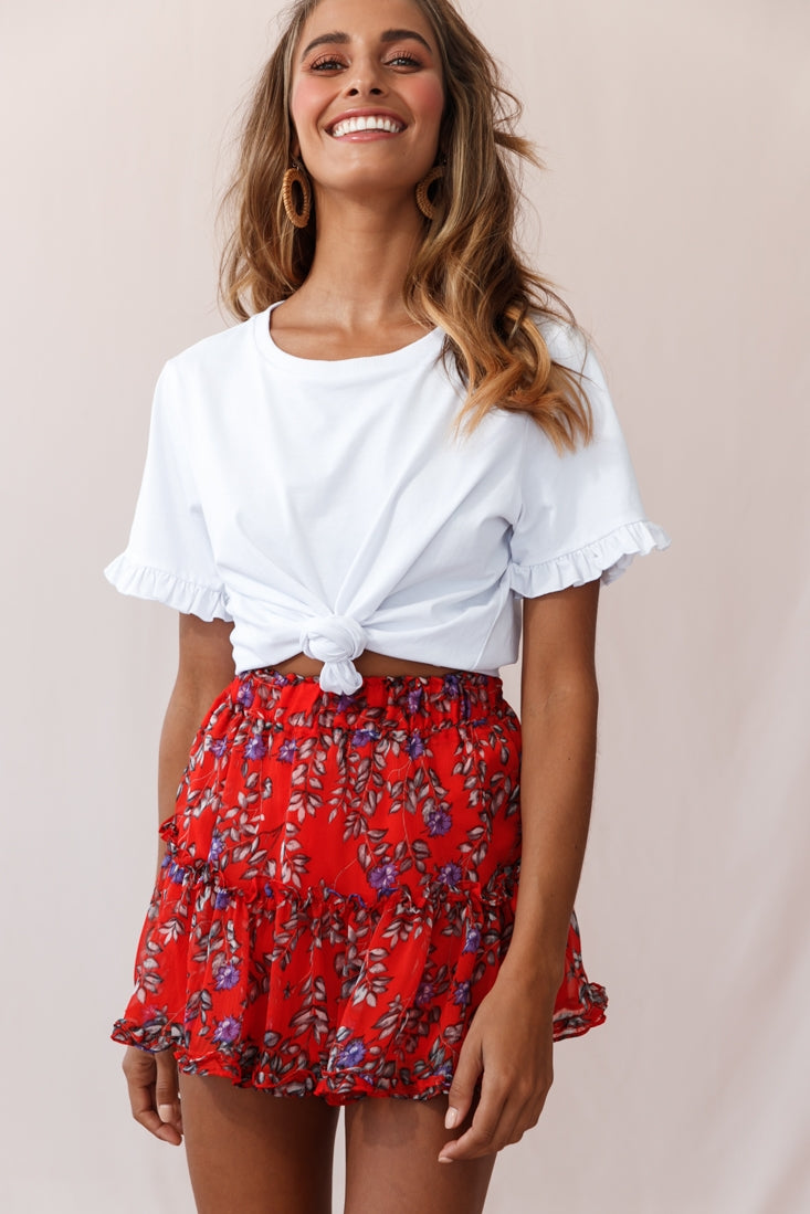 Shop the Alexi Mini Skirt Floral And Vine Print Red