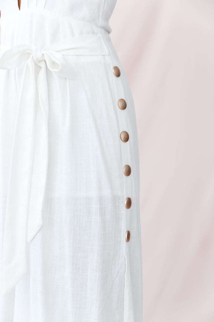Aruba Wide Leg Halterneck Jumpsuit White by Selfie Leslie