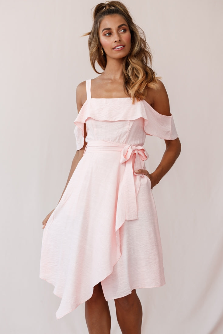 Adali Flowy Summer Midi Dress Pink Adali Flowy Summer Midi Dress Pink