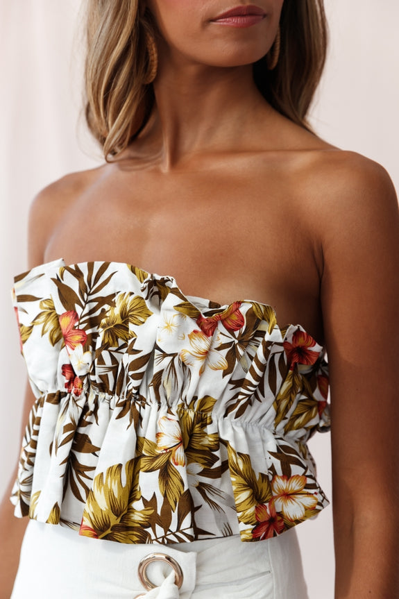 Thea Ruffle Crop Top Black