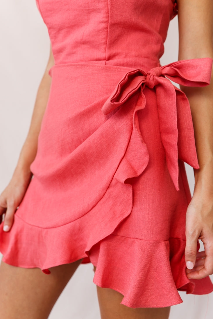 Stacey Frill Bustier Wrap Dress Coral by Selfie Leslie