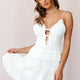 Riley Deep V-Neckline Ruffle Detail Dress White