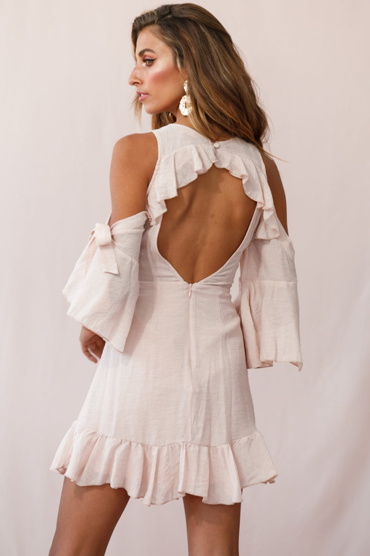 Flaxton Tied Sleeve Cold Shoulder Dress Nude by Selfie Leslie