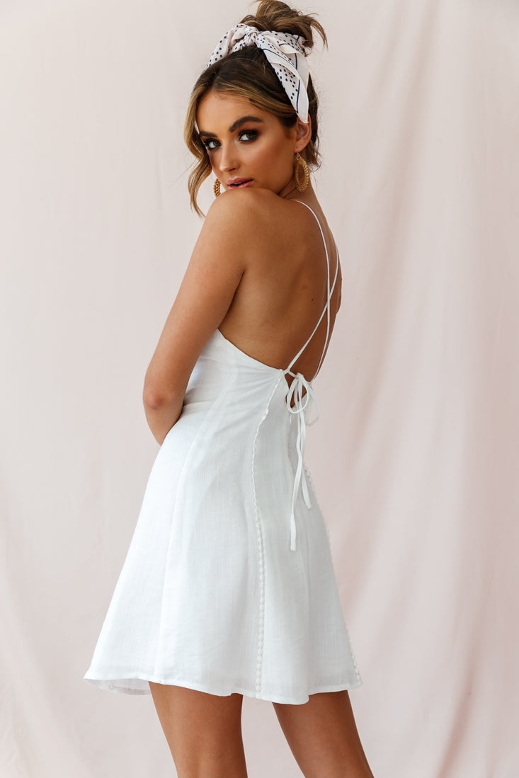 Petunia Tie-Up Back Mini Dress White by Selfie Leslie