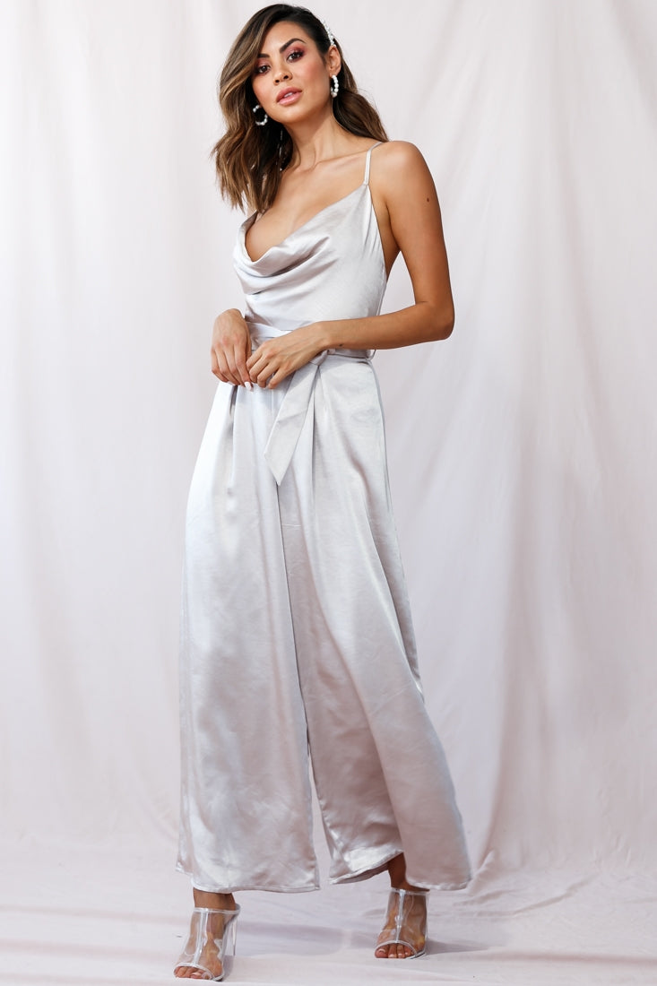 Shop the Mali Wide Leg Belted Jumpsuit Champagne