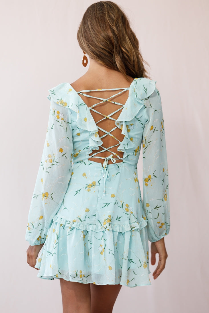 Brentwood Lace Up Babydoll Dress Green by Selfie Leslie