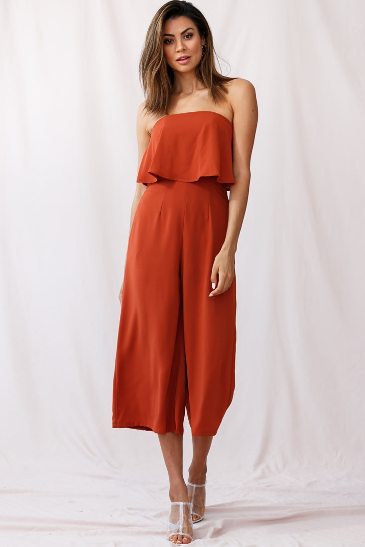 Monserrat Frill Bust Jumpsuit Umber by Selfie Leslie
