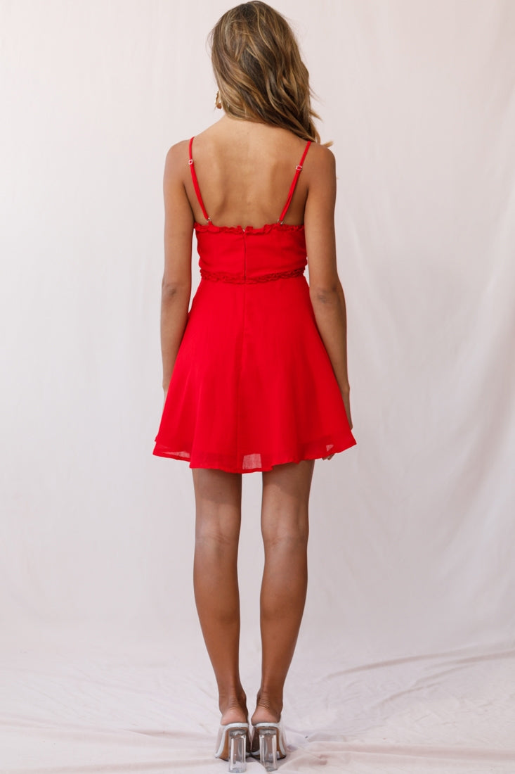 Zeta Bust Tie A-Line Dress Red by Selfie Leslie