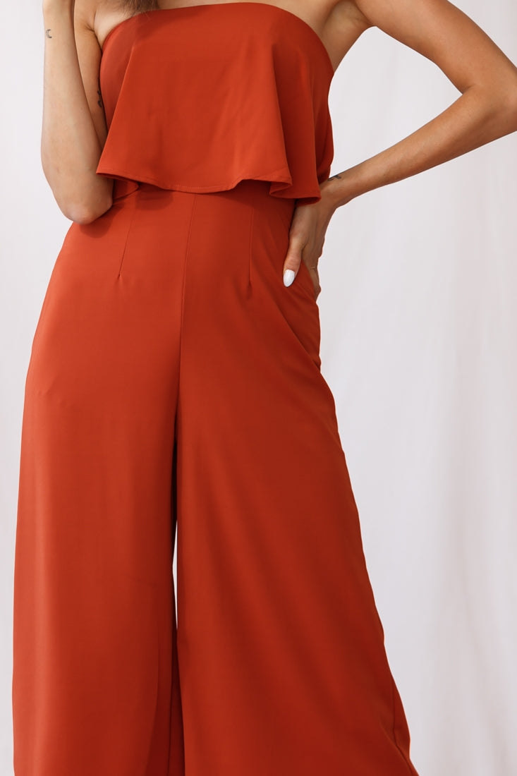 Monserrat Frill Bust Jumpsuit Umber by Selfie Leslie