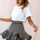 Robyn Pleated Striped Mini Skirt Black