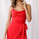 Amrita Cowl Neck Wrap Dress Red