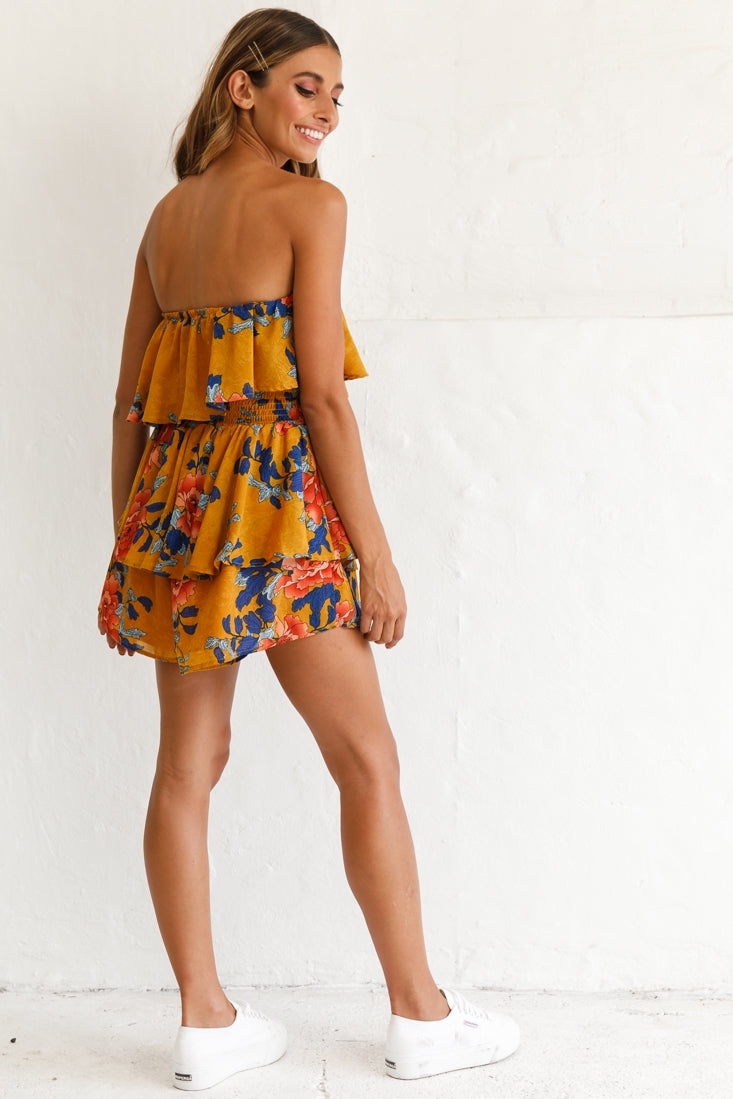 Skylar Dressy Tube Top Romper Yellow Mustard by Selfie Leslie