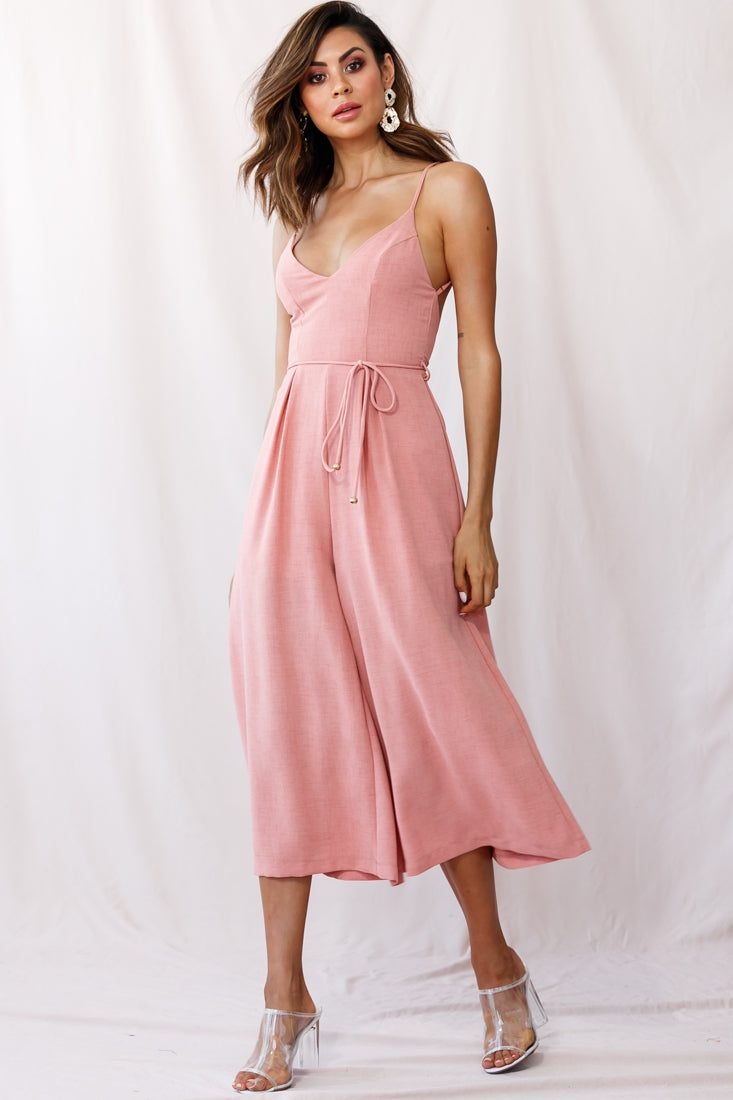 Brighton Low Back Wide Leg Jumpsuit Rose by Selfie Leslie