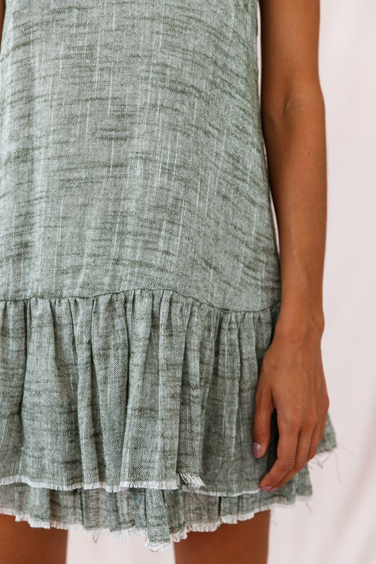 Arabelle Cami Strap Raw Hem Dress Olive by Selfie Leslie