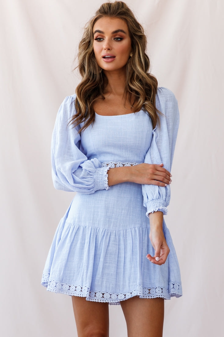 Sweetheart Corset-Back Lantern Sleeve Dress Lavender by Selfie Leslie