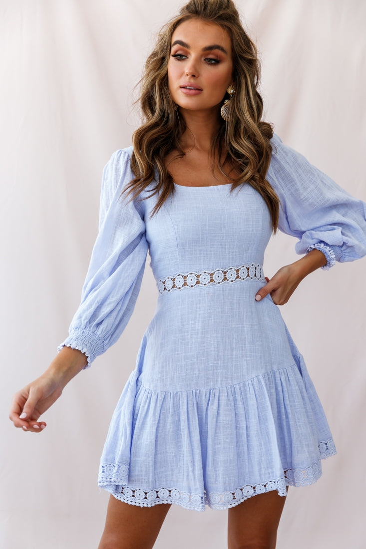 Sweetheart Corset-Back Lantern Sleeve Dress Lavender by Selfie Leslie