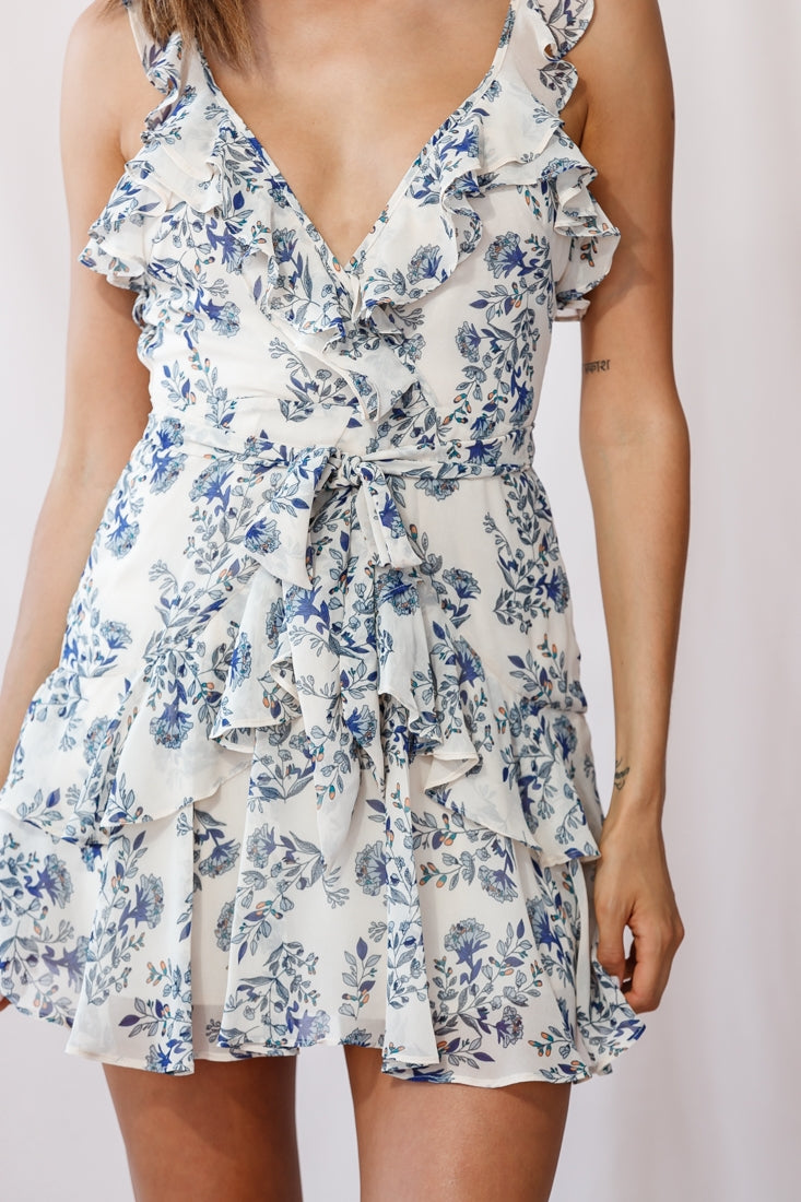 Erin Layered Ruffle Waist Tie Dress Nude by Selfie Leslie