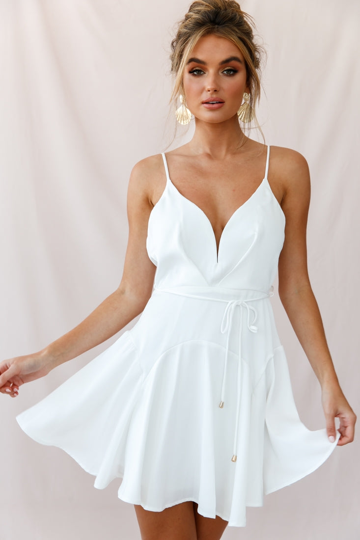 Valley Ruffle Tie-Up Back Dress White by Selfie Leslie