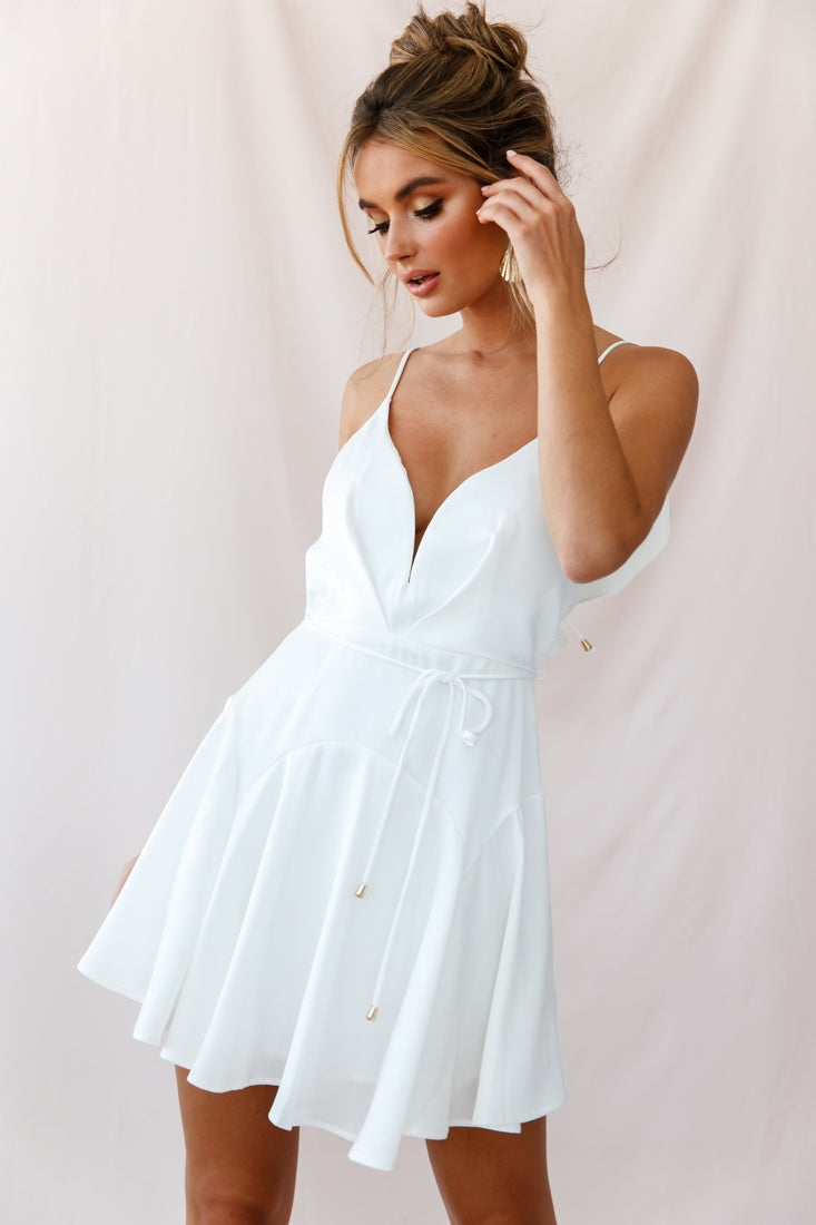 Valley Ruffle Tie-Up Back Dress White by Selfie Leslie