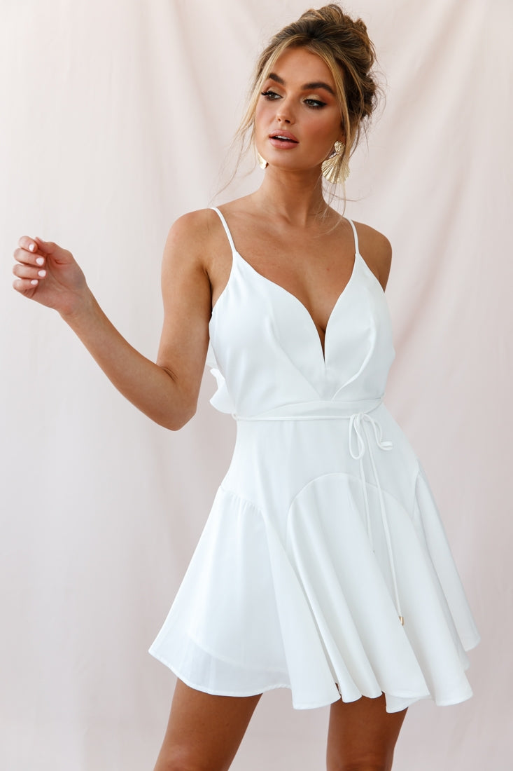Valley Ruffle Tie-Up Back Dress White by Selfie Leslie