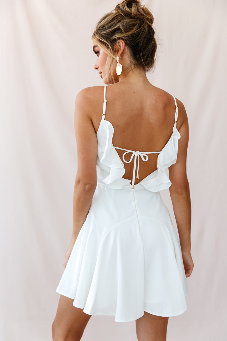 Valley Ruffle Tie-Up Back Dress White by Selfie Leslie