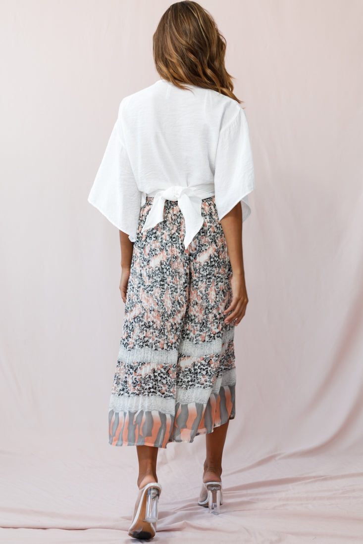 Gemini Accordion Pleat Wide Leg Pants Pink Leopard by Selfie Leslie