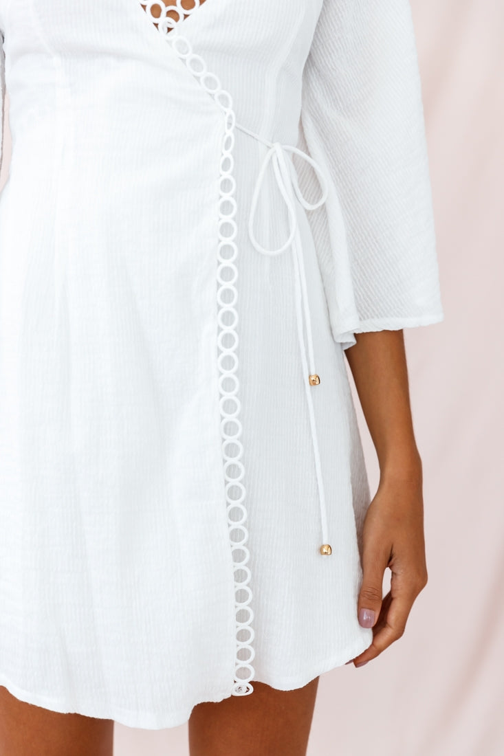 Jadee Bell Sleeve Wrap Dress White by Selfie Leslie