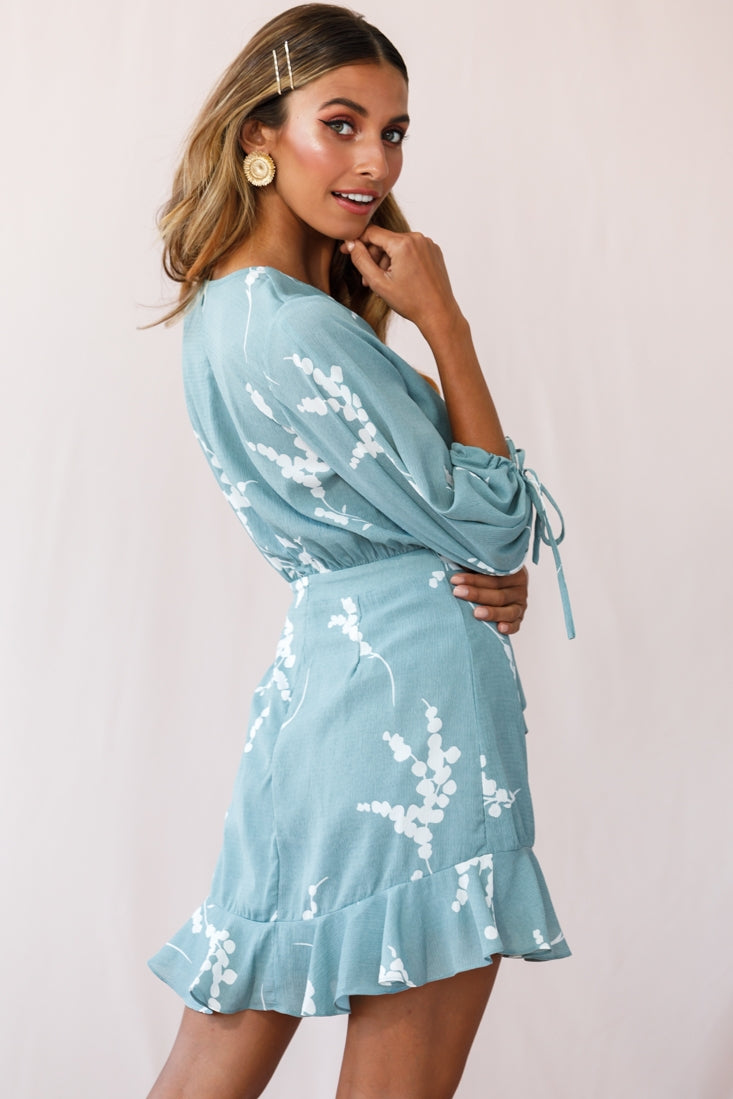 Stavroulla Tie-Front Three Quarter Sleeve Dress Sage by Selfie Leslie