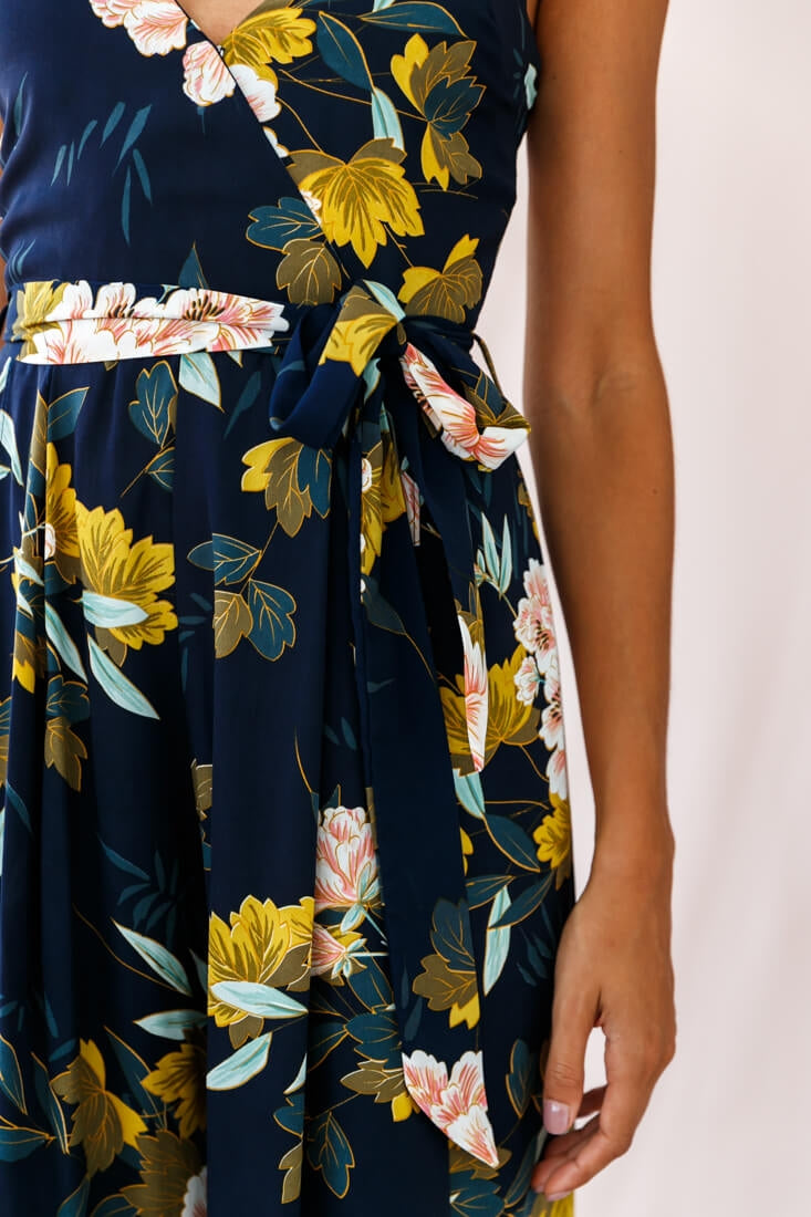 Carrie High Slit Cami Jumpsuit Navy by Selfie Leslie