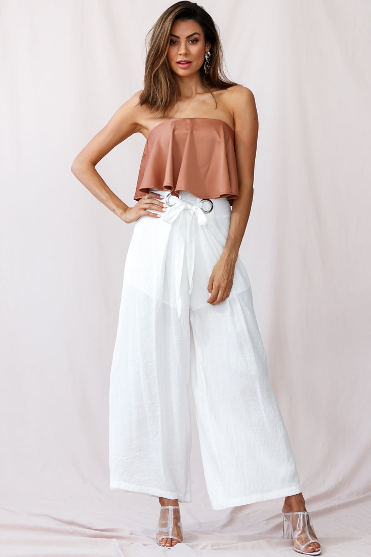 Saigon Wide Leg Eyelet Pants White by Selfie Leslie