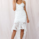 Shakeera High-Low Hem Lace Dress White
