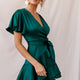 Cami Angel Sleeve Faux Wrap Dress Jade