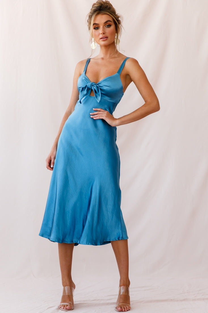 Perfect Day Satin Midi Dress Teal by Selfie Leslie