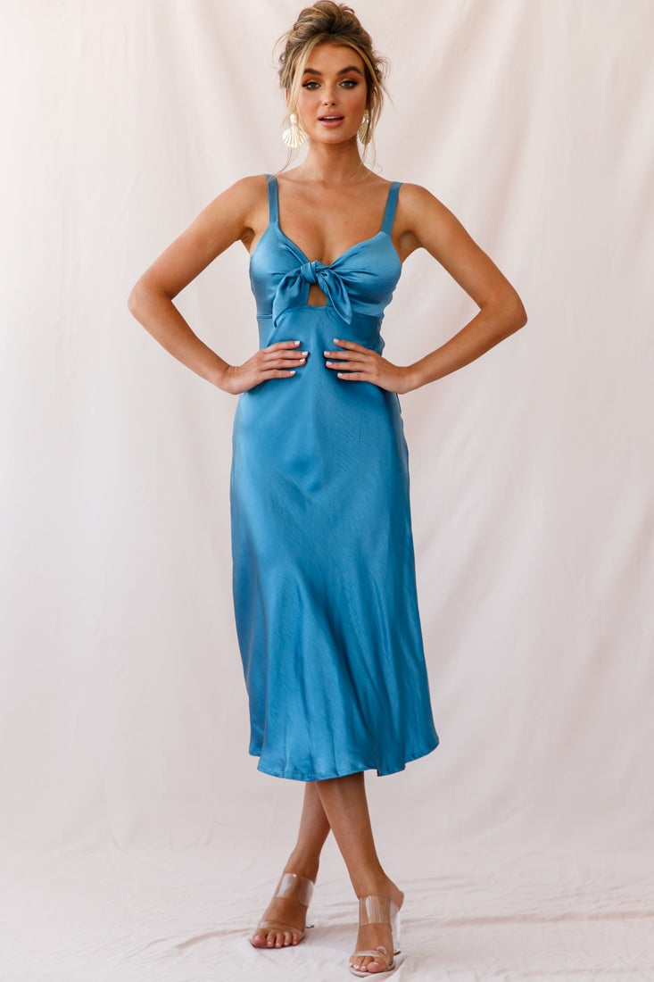 Perfect Day Satin Midi Dress Teal by Selfie Leslie