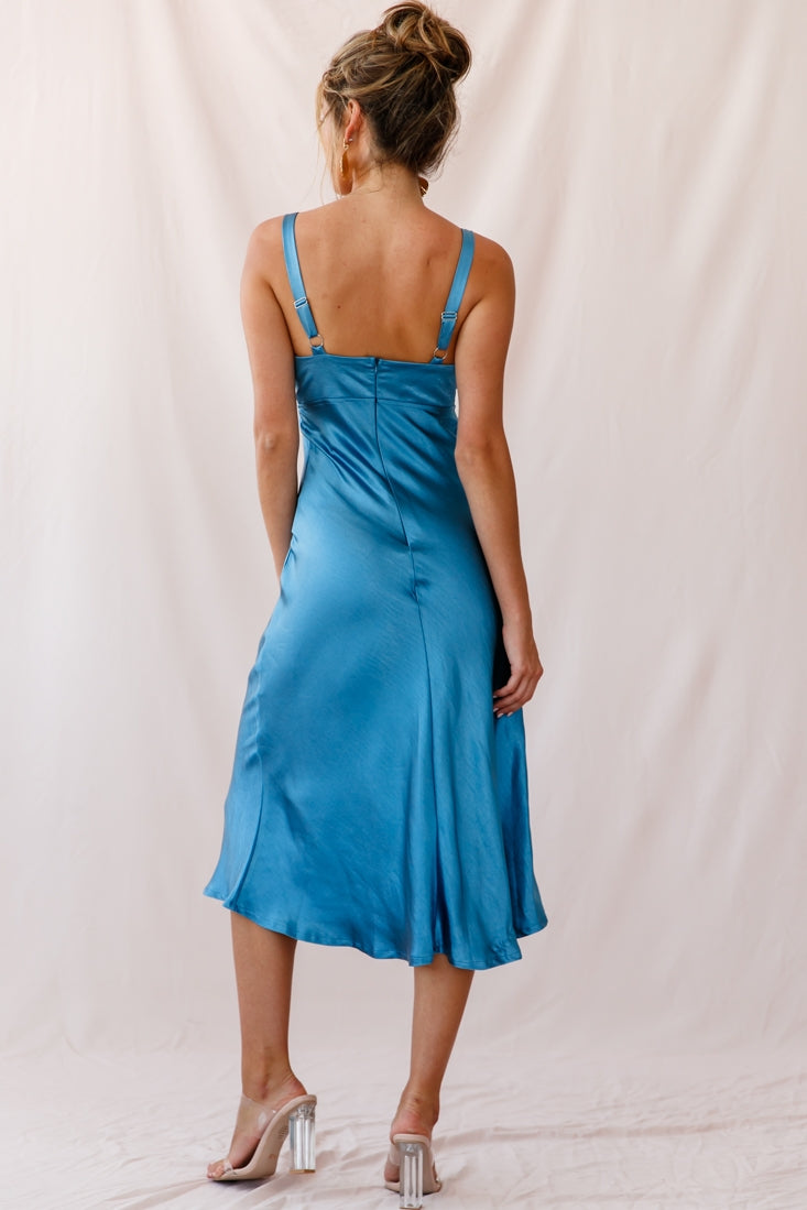 Perfect Day Satin Midi Dress Teal by Selfie Leslie