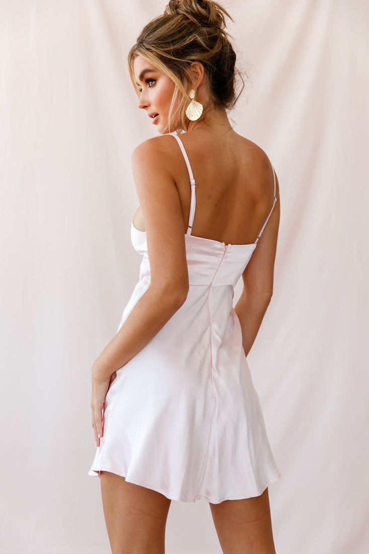 Starry Night Satin Bust-Tie Mini Dress Pink by Selfie Leslie