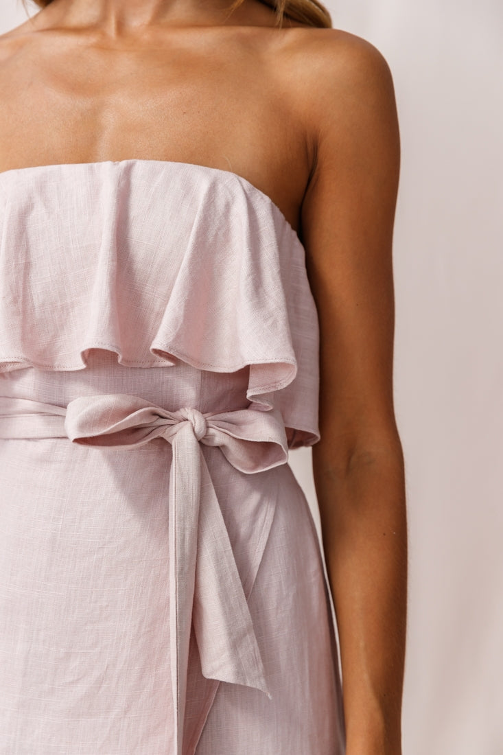 Hamilton Bandeau Ruffle Midi Dress Blush by Selfie Leslie