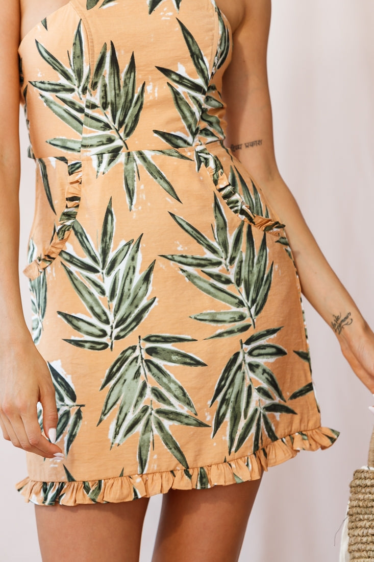 Lempicka Bandeau Tied-Back Mini Dress Sunset by Selfie Leslie