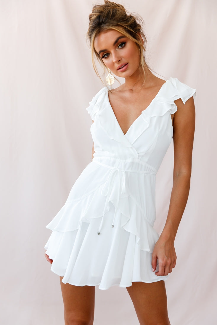 Jodi Ruffle Strap Tie-Back Dress White by Selfie Leslie