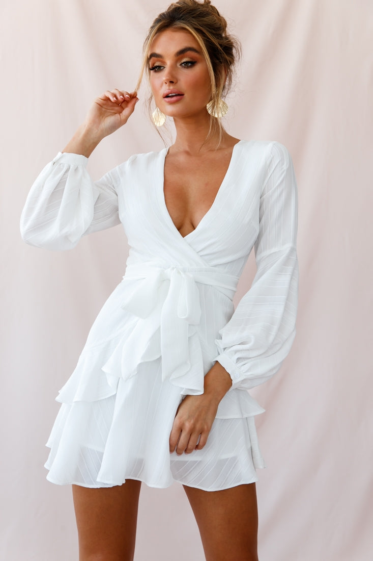Kerry Layered Balloon Sleeve Dress White– Selfie Leslie