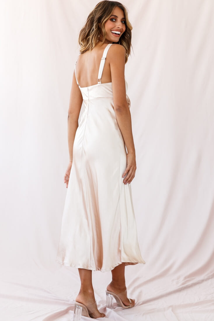Perfect Day Satin Midi Dress Gold Perfect Day Satin Midi Dress Gold