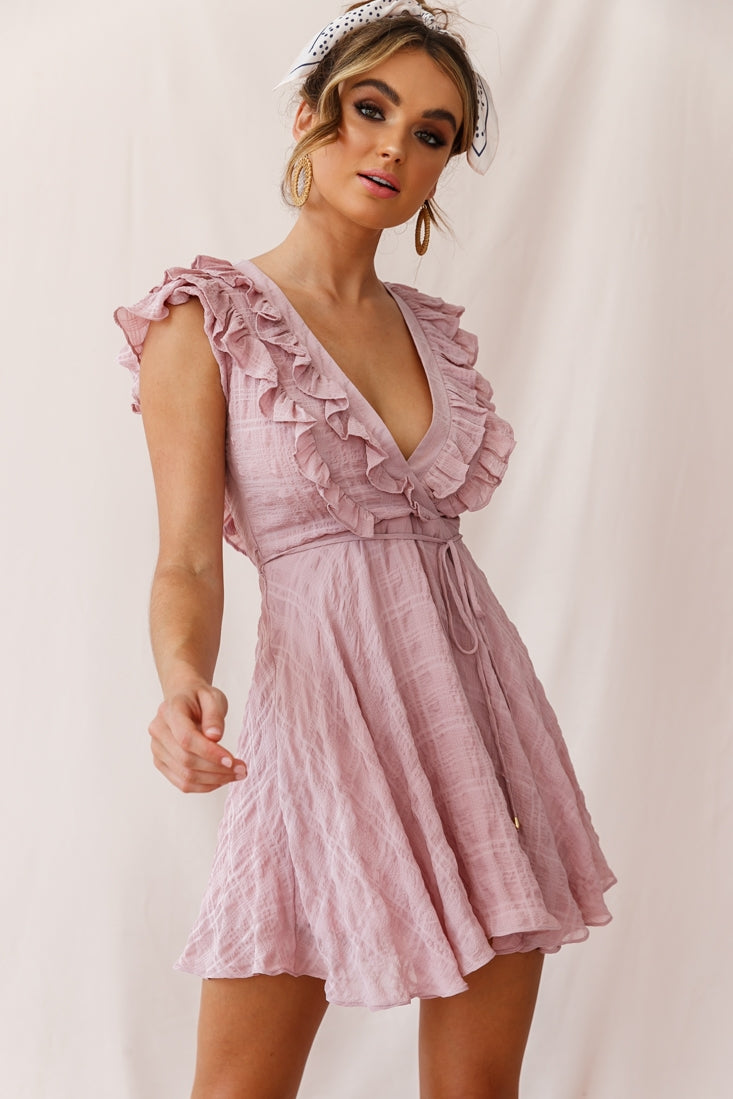 Asher Layered Frill Neckline Mini Dress Yellow