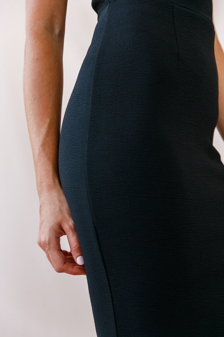 Georgia Square Neckline Midi Dress Black by Selfie Leslie