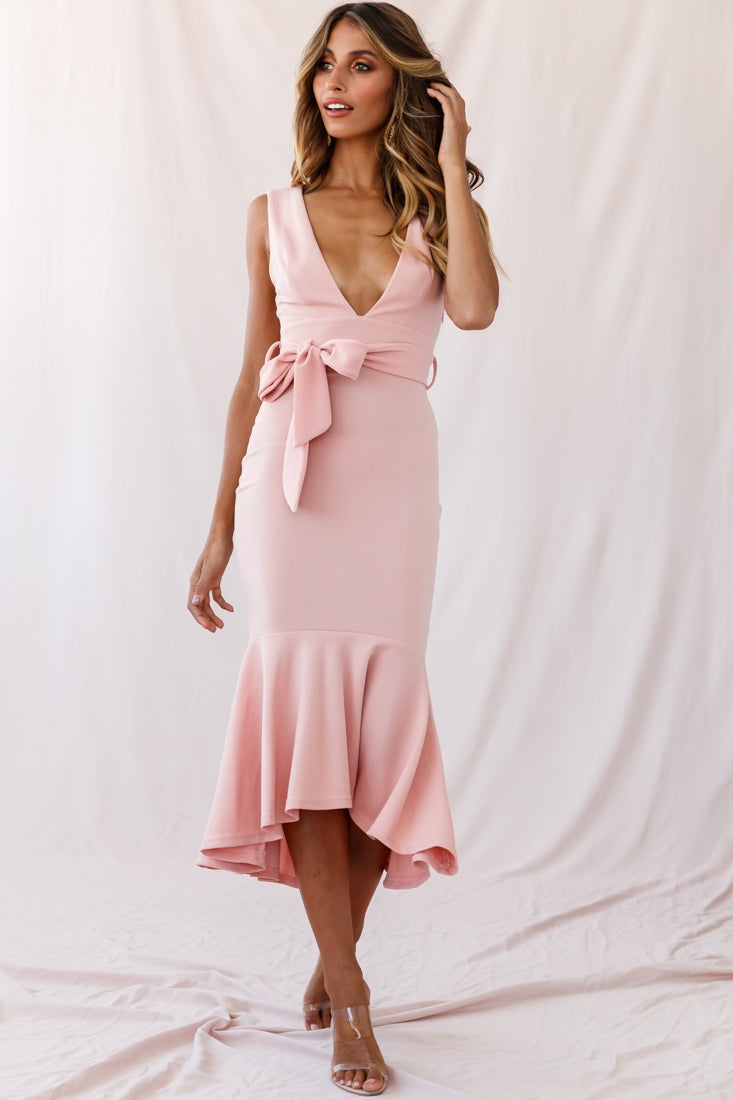Sorry Not Sorry Wide Strap Flounce Dress Blush by Selfie Leslie